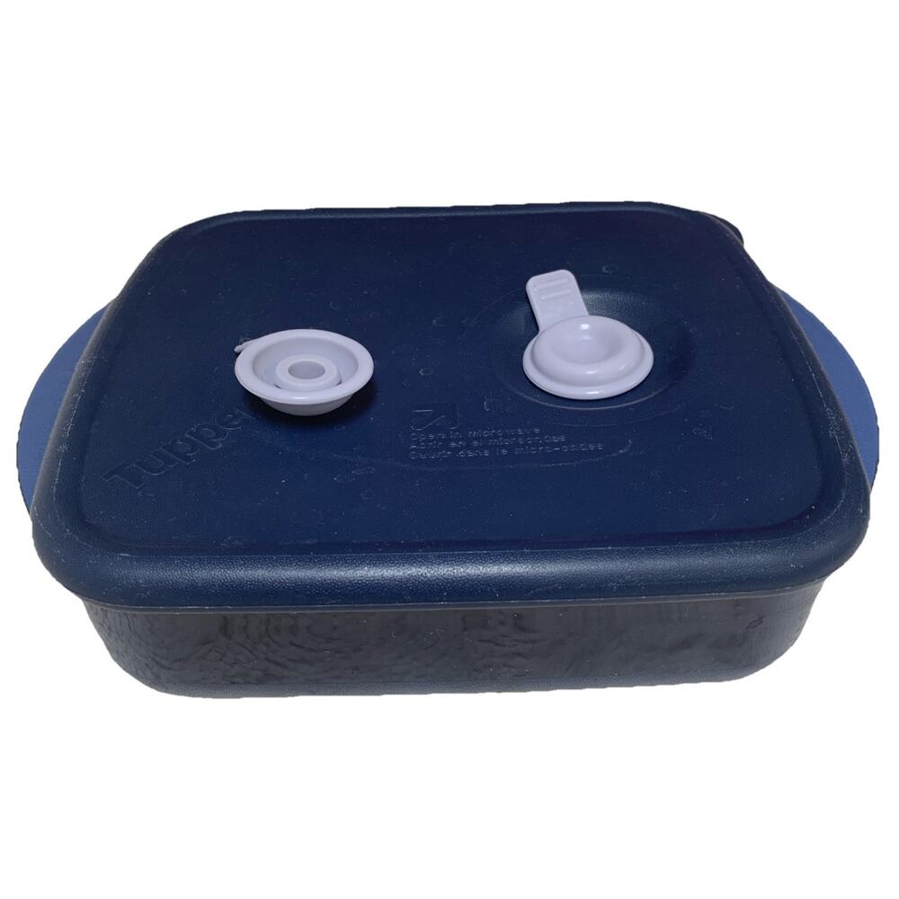 Tupperware 2 1/2 Cup Vent N Serve Rectangle Microwave Container Blue